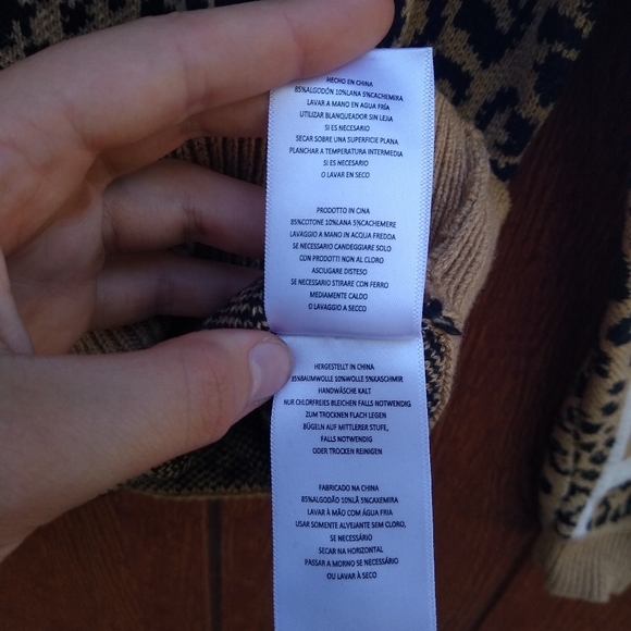 Current/Elliot Duvall Leopard Print Camel Black Wool Cashmere Cotton Sweater 2 - Picture 10 of 16